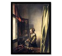 Artery8 Girl Reading Letter by Open Window Framed Wall Art Print 18X24 Inch Artwork By Vermeer : Romantic Dutch Interior Print Ideal For Bedroom Or Study Adding Elegance And Intimacy