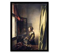 Artery8 Girl Reading Letter by Open Window Vermeer Framed Wall Art Print | Size: A4 Artery8 Multicolor A4