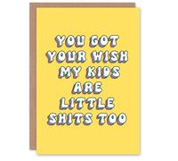 Artery8 Girl's Mother's Day My Kids little S**ts Too Fun Funny Humour Joke Modern Bright Bold Mum Greeting Card in Yellow Artery8 Yellow