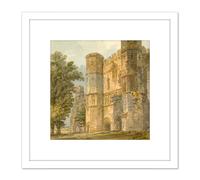 Artery8 Girtin The Gatehouse Of Battle Abbey Sussex 1794 Painting 8X8 Inch Square Wooden Framed Wall Art Print Picture with Mount in White Artery8 White