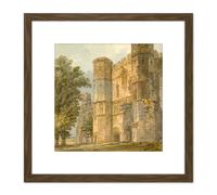 Artery8 Girtin The Gatehouse Of Battle Abbey Sussex 1794 Painting 8X8 Inch Square Wooden Framed Wall Art Print Picture with Mount in Brown Artery8 Brown