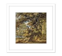 Artery8 Girtin Wooded Landscape Painting 8X8 Inch Square Wooden Framed Wall Art Print Picture with Mount in White Artery8 White