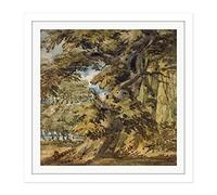 Artery8 Girtin Wooded Landscape Painting Square Wooden Framed Wall Art Print Picture 16X16 Inch