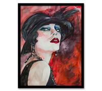 Artery8 Glamorous Flapper Portrait 1920s Scarlet Framed Art Print in Red | Size: A4 Artery8 Red A4