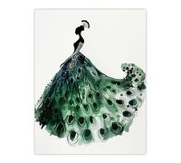 Artery8 Glamorous Peacock Fashion Dress Silhouette Living Room Large Wall Art Poster Print Thick Paper 18X24 Inch