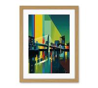 Artery8 Glasgow Bells Bridge Modern Geometric Cityscape Artwork Framed Wall Art Print 18X24 Inch