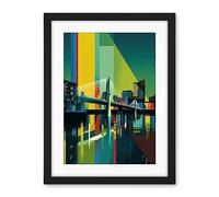 Artery8 Glasgow Bells Bridge Modern Geometric Cityscape Artwork Framed Wall Art Print 18X24 Inch