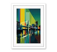 Artery8 Glasgow Bells Bridge Modern Geometric Cityscape Artwork Framed Wall Art Print 18X24 Inch