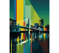 Artery8 Glasgow Bells Bridge Modern Geometric Cityscape Large Wall Art Poster Print Thick Paper 18X24 Inch