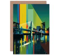 Artery8 Glasgow Bells Bridge Modern Geometric Cityscape Travel Birthday Card Artery8 Multicolor
