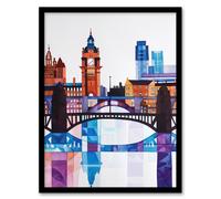 Artery8 Glasgow Colourful Geometric Skyline Cityscape Framed Art Print | Size: A4 Artery8 Multicolor A4