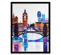 Artery8 Glasgow Colourful Geometric Skyline Cityscape Living Room Artwork Framed Wall Art Print A4