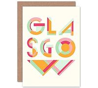 Artery8 Glasgow Colourful Word Sealed Greeting Card Plus Envelope Blank inside