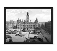 Glasgow George Square Scotland Vintage Historic A4 Artwork Framed Wall Art Print Artery8 Black One Size