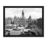 Glasgow George Square Scotland Vintage Historic A4 Artwork Framed Wall Art Print Artery8 Black One Size