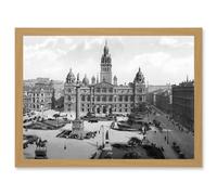 Glasgow George Square Scotland Vintage Historic A4 Artwork Framed Wall Art Print Artery8 Light Oak One Size