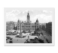 Glasgow George Square Scotland Vintage Historic A4 Artwork Framed Wall Art Print Artery8 White One Size