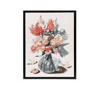 Artery8 Glass Vase With Spring Flowers Johan Teyler Black Framed Canvas Art in White | Size: W18" x H24" Artery8 White W18" x H24"