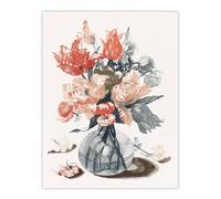 Artery8 Glass Vase With Spring Flowers Johan Teyler Wall Art Poster Print in White | Size: W18" x H24" Artery8 White W18" x H24"