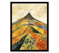 Artery8 Glastonbury Tor Somerset Colourful Abstract Framed Art Print in Yellow | Size: A4 Artery8 Yellow A4