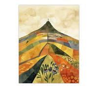 Artery8 Glastonbury Tor Somerset Colourful Abstract Living Room Unframed Wall Art Print Poster Home Decor Premium
