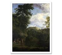 Artery8 Glauber Arcadian Landscape Diana Bathing Painting Art Print Framed Poster Wall Decor 12x16 inch