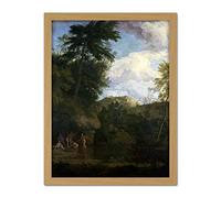Artery8 Glauber Arcadian Landscape Diana Bathing Painting Artwork Framed Wall Art Print 18X24 Inch