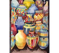 Artery8 Glazed Ceramic Pot Vases Folk Art Large Wall Art Poster Print Thick Paper 18X24 Inch