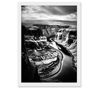 Artery8 Glen Canyon Colorado River Bend Black and White Photograph High Contrast Dramatic Landscape Artwork Framed Wall Art Print A4
