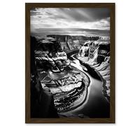 Artery8 Glen Canyon Colorado River Bend Black and White Photograph High Contrast Dramatic Landscape Artwork Framed Wall Art Print A4