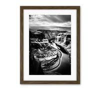 Artery8 Glen Canyon Colorado River Bend Black and White Photograph High Contrast Dramatic Landscape Artwork Framed Wall Art Print 18X24 Inch