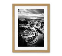 Artery8 Glen Canyon Colorado River Bend Black and White Photograph High Contrast Dramatic Landscape Artwork Framed Wall Art Print 18X24 Inch