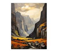 Artery8 Glencoe Gorge Oil Painting Atmospheric Sunlight Breaking Through Clouds Extra Large XL Unframed Wall Art Poster Print | Size: W24" x H32" Artery8 Multicolor W24" x H32"