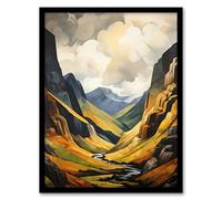 Artery8 Glencoe Gorge Sunlight Breaking Through Clouds Oil Painting National Park Reserve Artwork Framed Wall Art Print 18X24 Inch