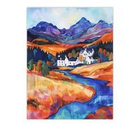 Glencoe Mountain Cottages Scottish Landscape Wall Art Print Artery8 Multi W18 inch x H24 inch