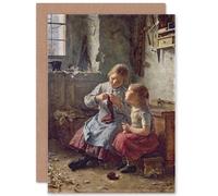 Artery8 Glucklich Girls Knitting Greetings Card Artery8 Multicolor