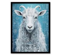 Artery8 Goat Robot Hybrid Secret Military Schematic Blueprint Futuristic Complex Arcane Manuscript Gift For Him Man Cave Artwork Framed Wall Art Print A4