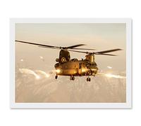 Artery8 Goddard Military UK RAF Chinook Helicopter Photo Artwork Framed Wall Art Print A4