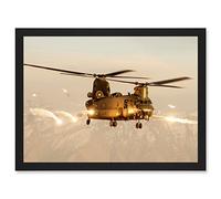 Artery8 Goddard Military UK RAF Chinook Helicopter Photo Artwork Framed Wall Art Print A4
