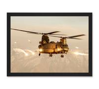 Goddard Military UK RAF Chinook Helicopter Photo Artwork Framed Wall Art Print A4 Artery8 Black One Size