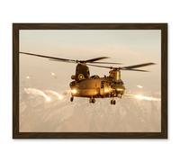 Goddard Military UK RAF Chinook Helicopter Photo Artwork Framed Wall Art Print A4 Artery8 Brown One Size