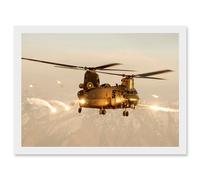Goddard Military UK RAF Chinook Helicopter Photo Artwork Framed Wall Art Print A4 Artery8 White One Size