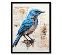 Artery8 Gods Blueprint For Birds Avian Unclassified Creation Files Doc 332 Design Schematic Gift For Him Man Cave Art Print Framed Poster Wall Decor Artery8 Black A4