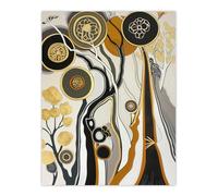 Artery8 Gold Abstract Mandala Tree Wildflowers Forest Living Room Large Wall Art Poster Print Thick Paper 18X24 Inch