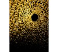 Artery8 Gold Effect Yellow Black Chain Link Spiral Abstract Premium Wall Art Canvas Print 18X24 Inch
