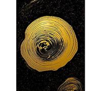 Artery8 Gold Effect Yellow Black Paint Spiral Abstract Art Print Canvas Premium Wall Decor Poster Mural