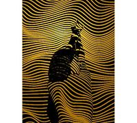 Artery8 Gold Effect Yellow Black Woman Wave Shadows Unframed Wall Art Print Poster Home Decor Premium