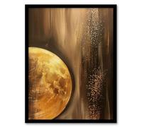 Artery8 Golden Full Moon Milky Way Abstract Oil Painting Living Room Artwork Framed Wall Art Print 18X24 Inch