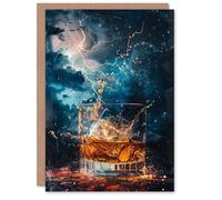 Artery8 Golden Hour Whisky Glass Storm Lightning For Him Man Birthday Card