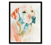 Artery8 Golden Labrador Dog Lover Watercolour Portrait Framed Art Print | Size: A4 Artery8 Multicolor A4